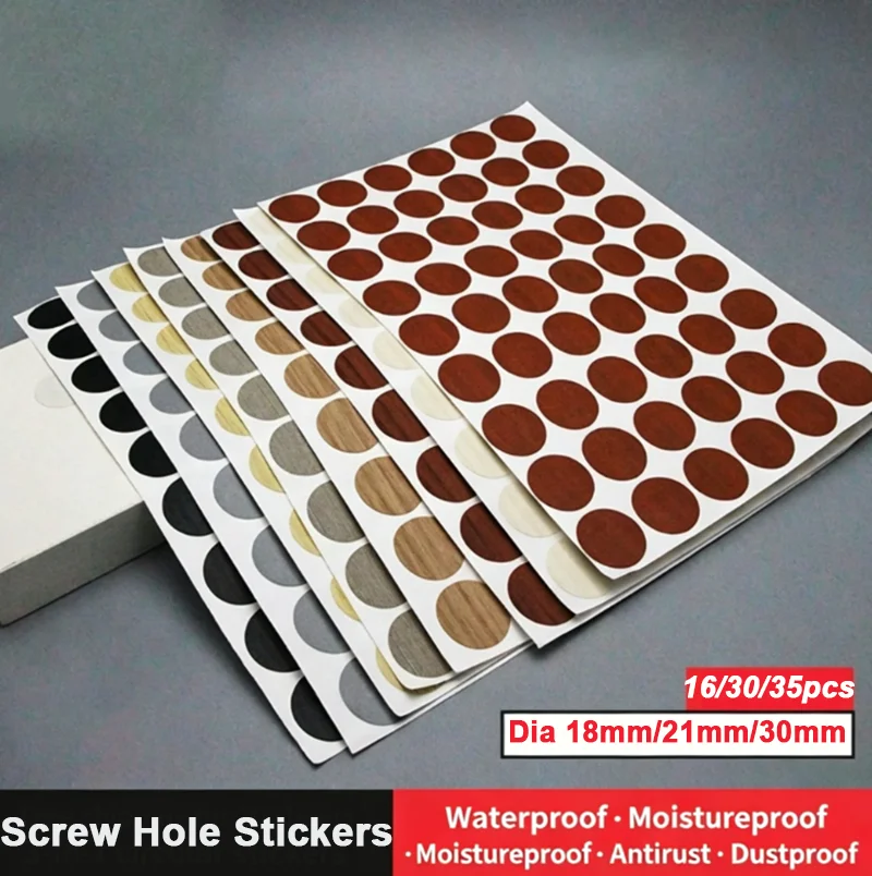 30mm/18mm/21mm  Self Adhesive Sticker Screw Hole Sticker Screw Ugly Cover Paper Wood Craft 3 in 1 Screw Hole Covers for Desk