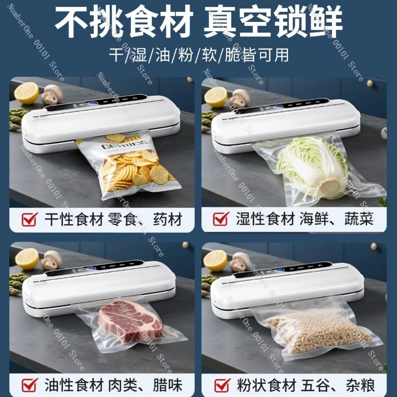 Three Small Kitchen Automatic Vacuum Sealing Machines,Integrated Voice Sealing Device,Freshness Packaging Equipment for Home