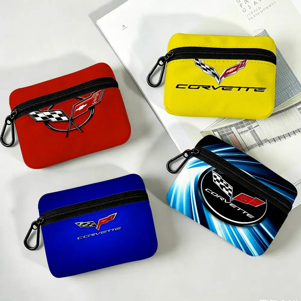 C-Corvette Lightweight Oxford Fabric Coin Purse Carabiner Hook Design Mini Card Key Organizer Bag