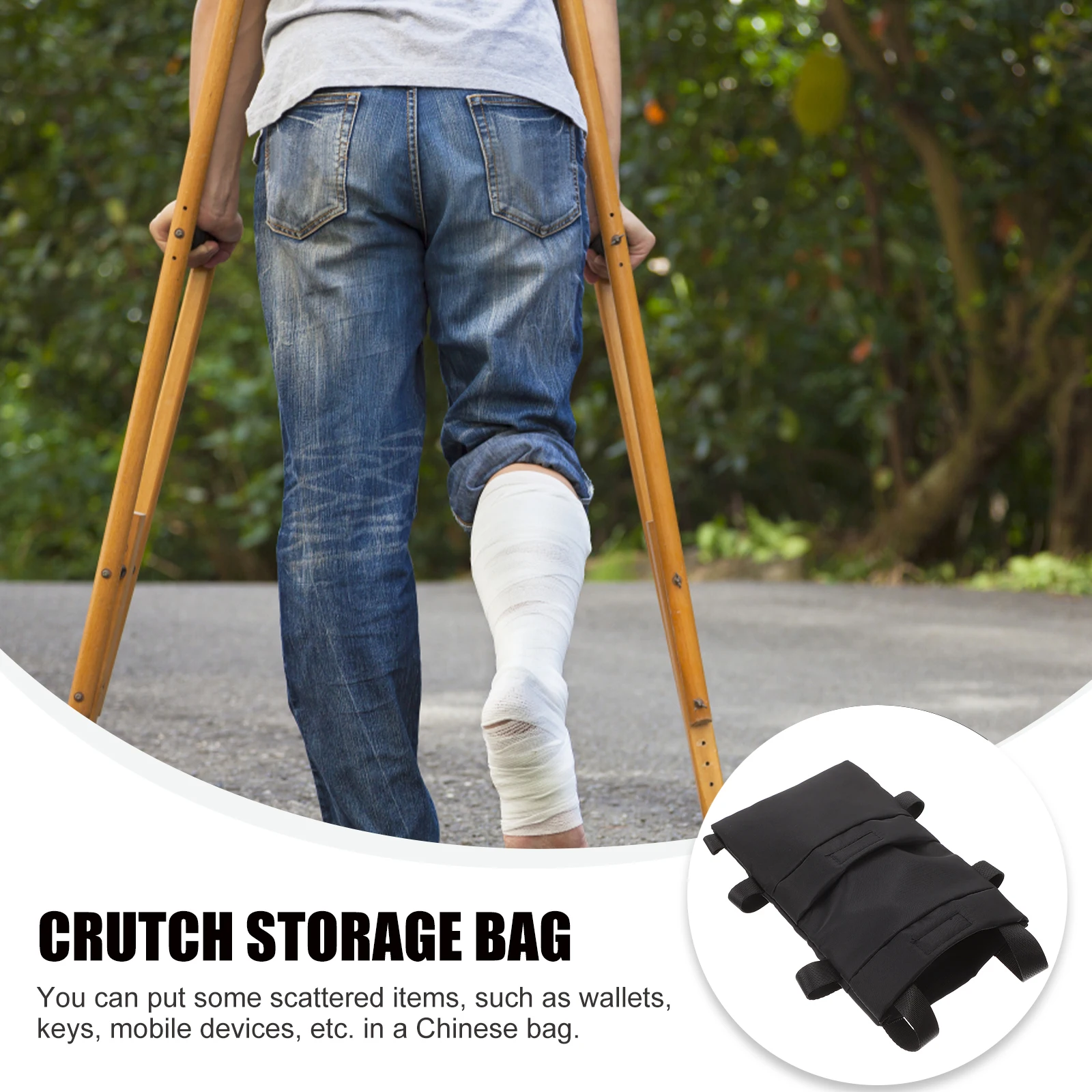 

Crutch Storage 600D Oxford Cloth Lightweight Portable Crutch Container Pouch for Crutches Daily Container Underarm Pocket