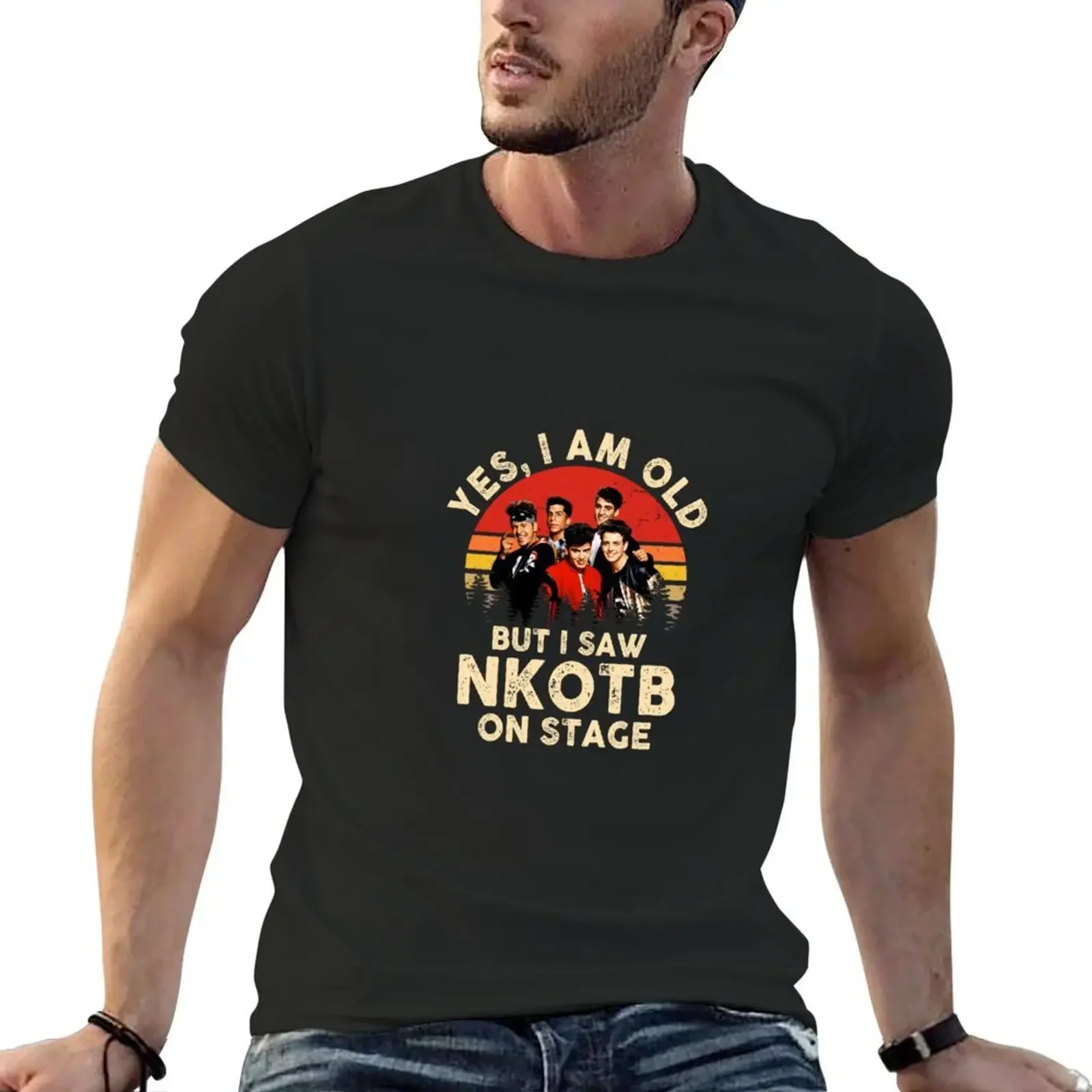 Yes I Am Old But I Saw NKOTB On Stage Music For Fan T-Shirt for a boy basketball graphic tees mens vintage t shirts