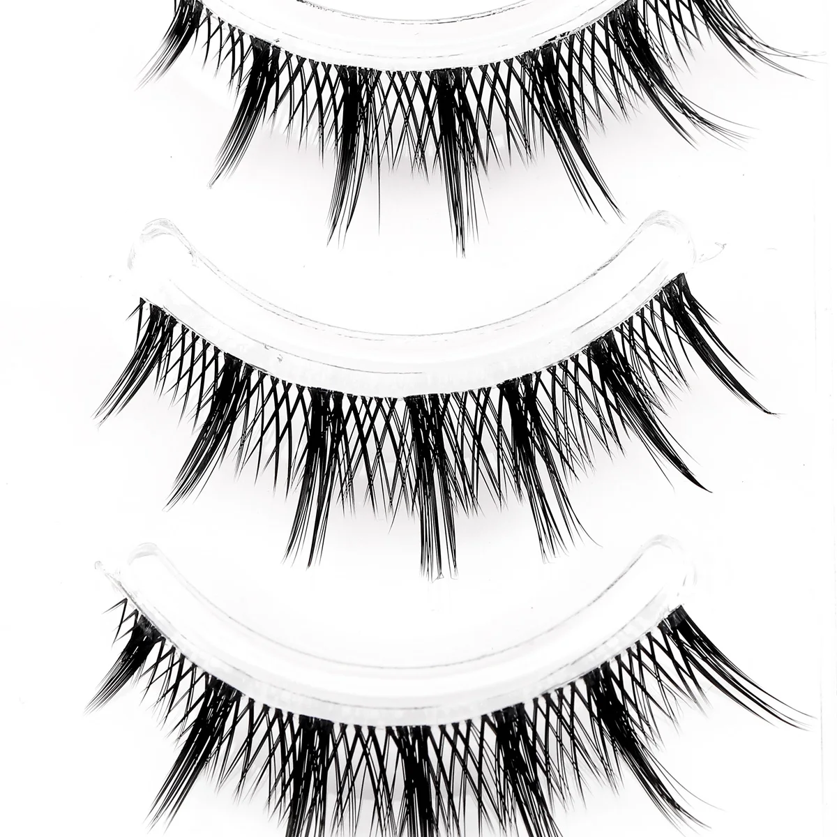 Faux cils de vison doux, boucles 3D, bout ailé, faux cils allongés, optique, fait à la main, naturel, désordonné, croix, 5 paires