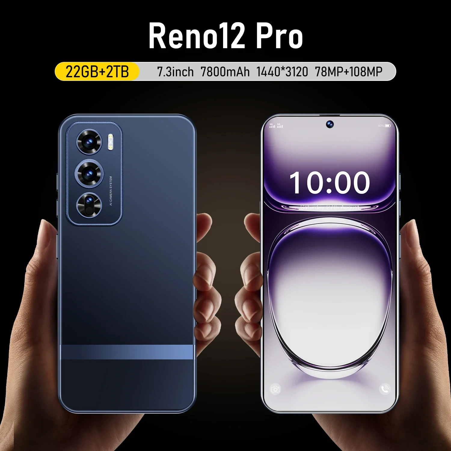 

Reno12 Pro Global Version Smartphone Snapdragon8 gen3 16G+1TB 7800mAh 78+108MP 4G/5G Network Cellphone Android Mobile Phone