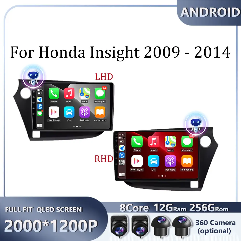 

Android 15 Carplay Auto WIFI для Honda Insight 2 LHD RHD 2009-2014 Автомобильный радиоприемник Стерео Мультимедийный плеер 2din Головное устройство