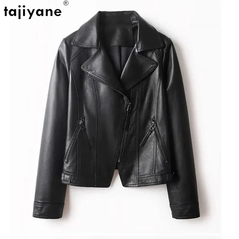 Tajiyane Genuine Leather Jacket Women 23 Short Slim Leather Jackets Woman Real Sheepskin Coat Casual Leather Coats Biker Clothes