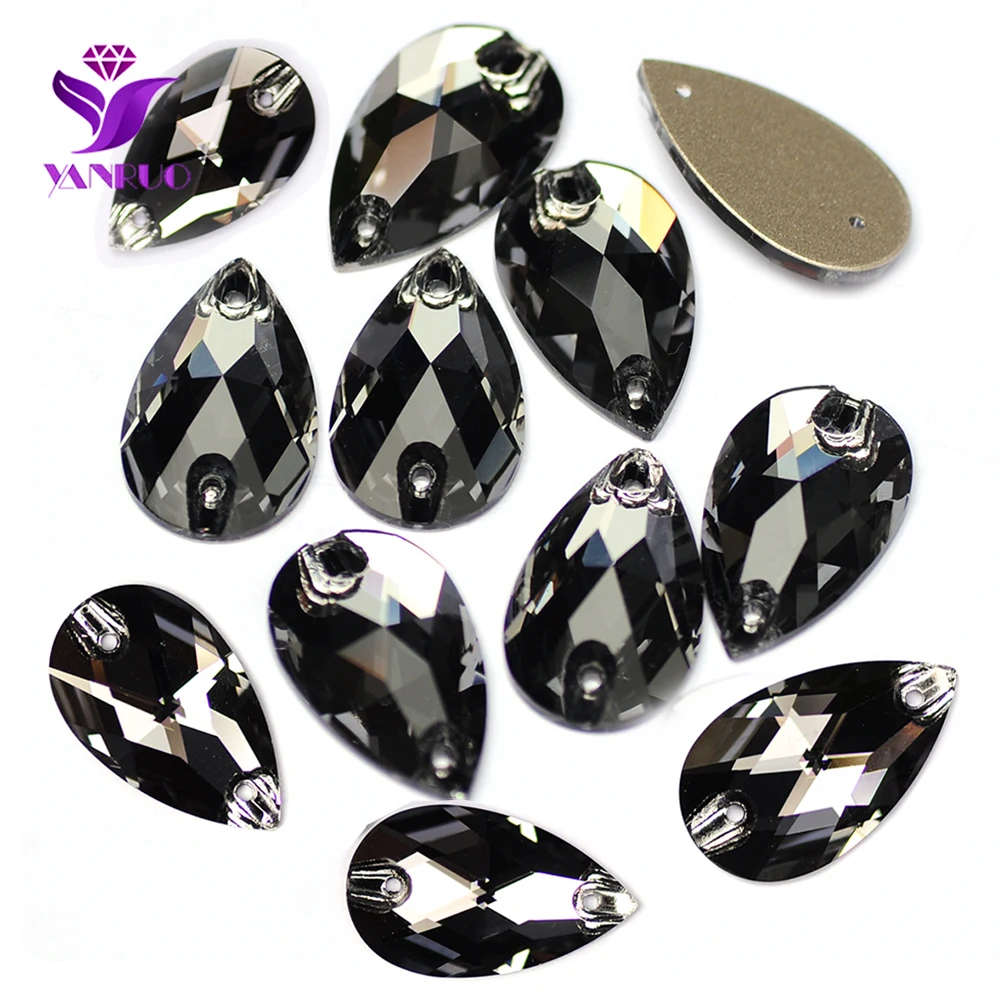 YANRUO 3230 Drop Black Diamond Sew On Rhinestones Diamond Craft FlatBack Gems DIY Crystal Sewing Decoration For Shoes