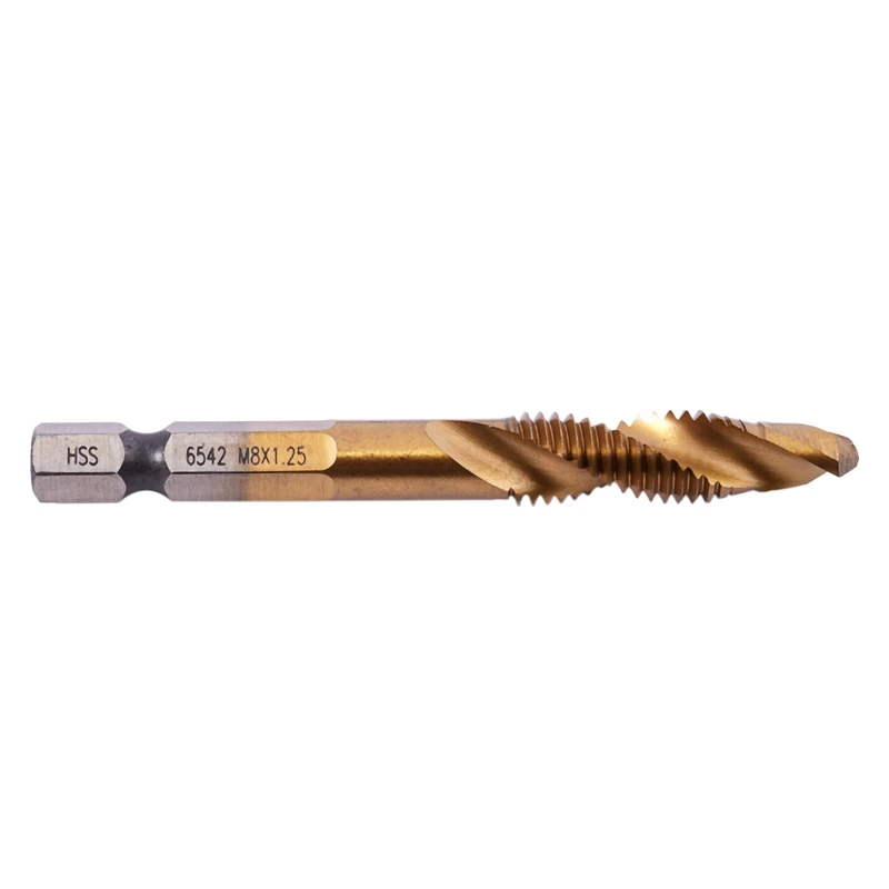 A98E-6Pcs HSS Titanium M3 - M10 مزيج عرافة Deburr غاطسة الحنفية مثقاب مجموعة