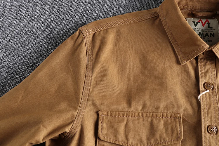 Herbst neue 204 khaki retro waschen einfarbig arbeit hemd männer dreidimensionale tasche trend lose jacke – Detail 11