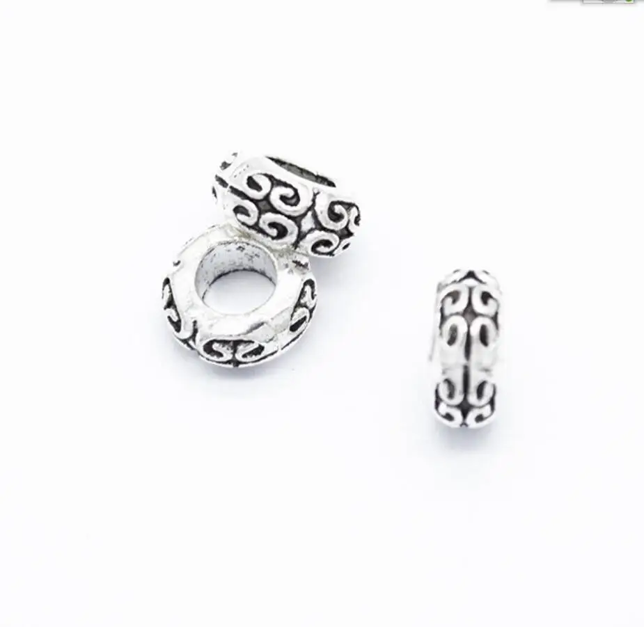 

10pcs Big Hole Carved Spacer Beads Hair Braid Tube Hair Dread Bead Dreadlock Cuffs Jewelry 11*11*5mm Accessories Hole 6mm F0843