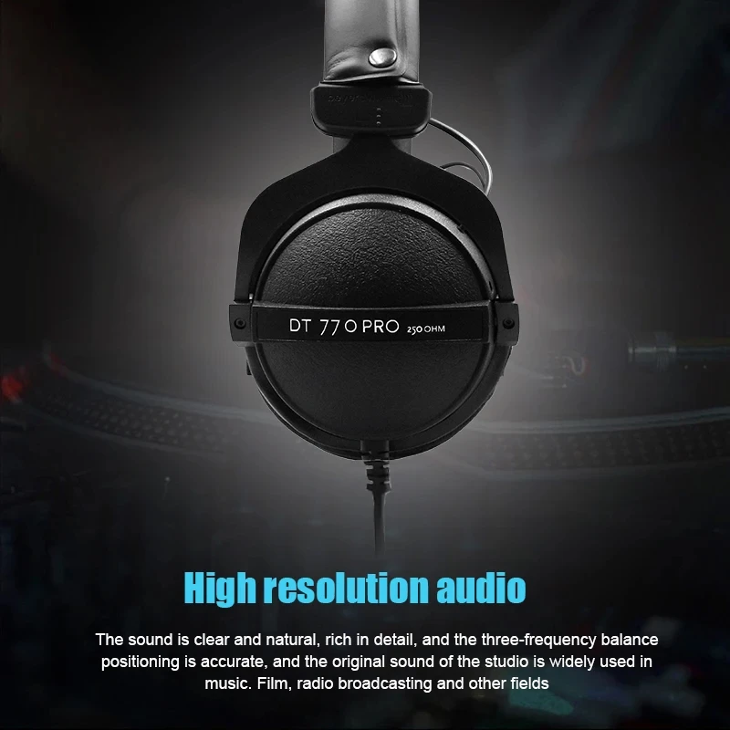 beyerdynamic HiFi Professional Recording Headphones, Closed Monitoring Headworn Headphones, DT770 Pro, 80Ω