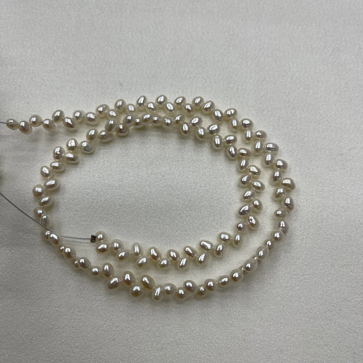 4-5mm Natural Freshwater Pearl Three-Hole Wheat-Ear Oval Bead for DIY Jewelry Making - Beads for Necklace Bracelet Crafting