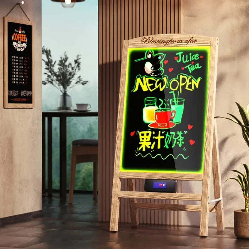 LED Illuminated Billboard, Handwritten Fluorescent Board Wide Range of Customers, Promotional Menu Display Stand at the Entrance