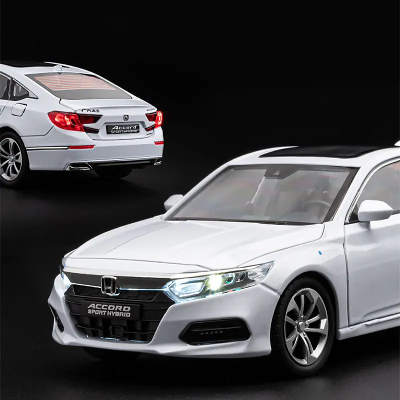 Modelo de coche de aleación HONDA Accord 1:24, vehículos de Metal fundido a presión, modelo de coche con sonido y luz, colección de alta simulación, juguete para regalo para niños