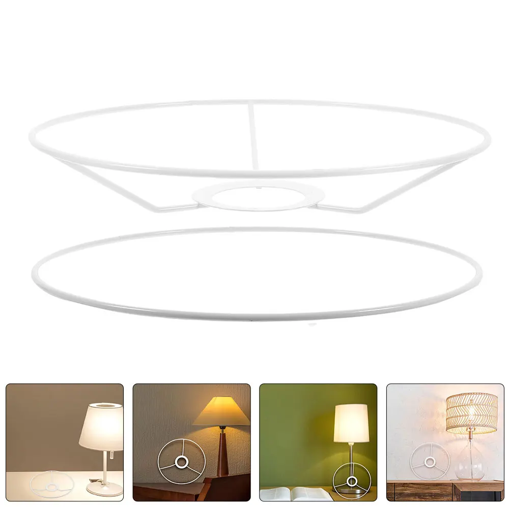 

2 Pairs Retro Lampshade Frame Shades for Table Metal Collar Rings to Weave Standing Replacement
