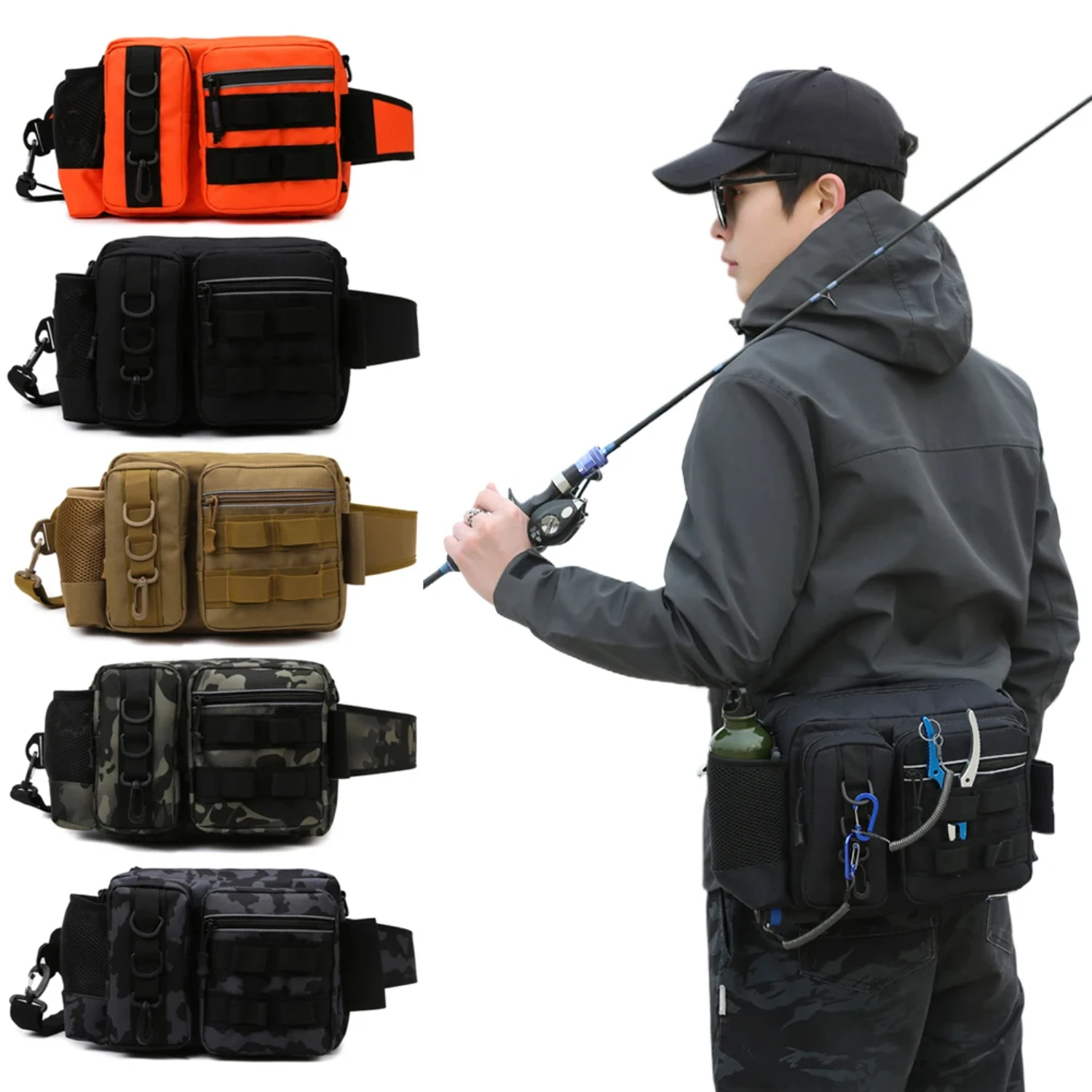 

Fishing Tackle Backpack Lure Box Single Shoulder Crossbody Tactical Bags Waist Pack Multi Pockets Men Fly Fishing Backpack