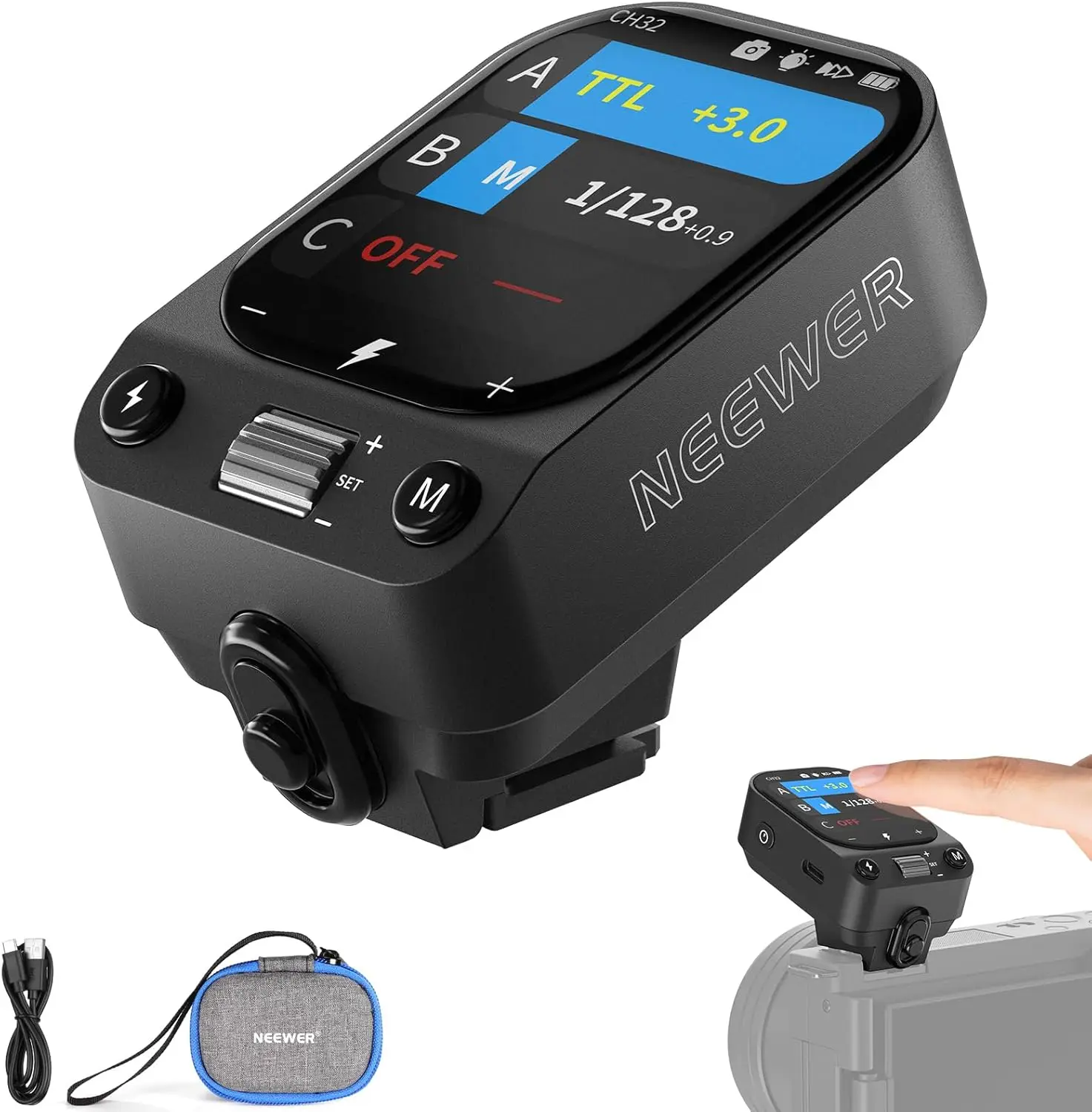 NEEWER QZ 2.4G TTL Drahtloser Blitzauslöser für Sony/Canon/Nikon/Fujifilm Kameras Godox IT32 V1 V100 AD200 Pro II Blitzsender – Detail 1