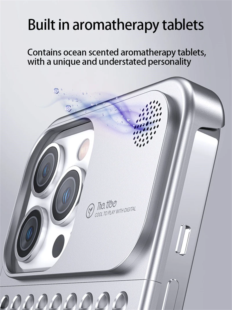 Metal Aluminum Alloy Heat Dissipation Aromatherapy Phone Case For iPhone 15 14 13 12 Pro Max No Border Back Cover Protective