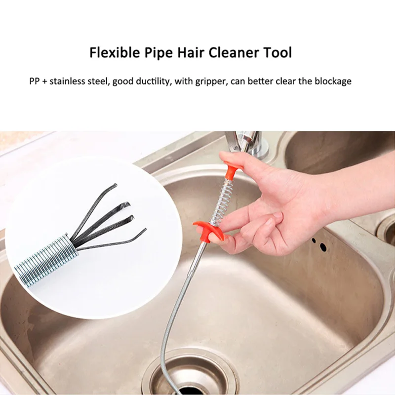 160cm Spring Pipe Dredging Tool Flexible Grabber Pickup Snake Cable Aid Grab Trash A Drain Auger Unclog Hair Drains Sink Toilet