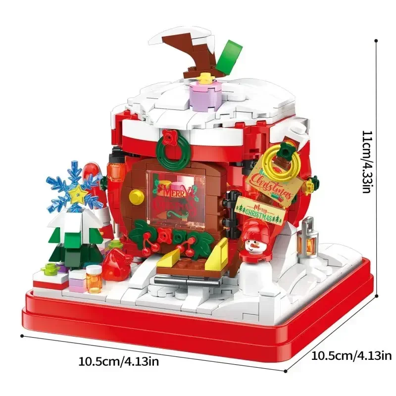 714PCS Christmas Eve Apple House Building Blocks Diy Creative Gift Box Model Assembly Bricks Desktop Decoration Kids Toys Gift
