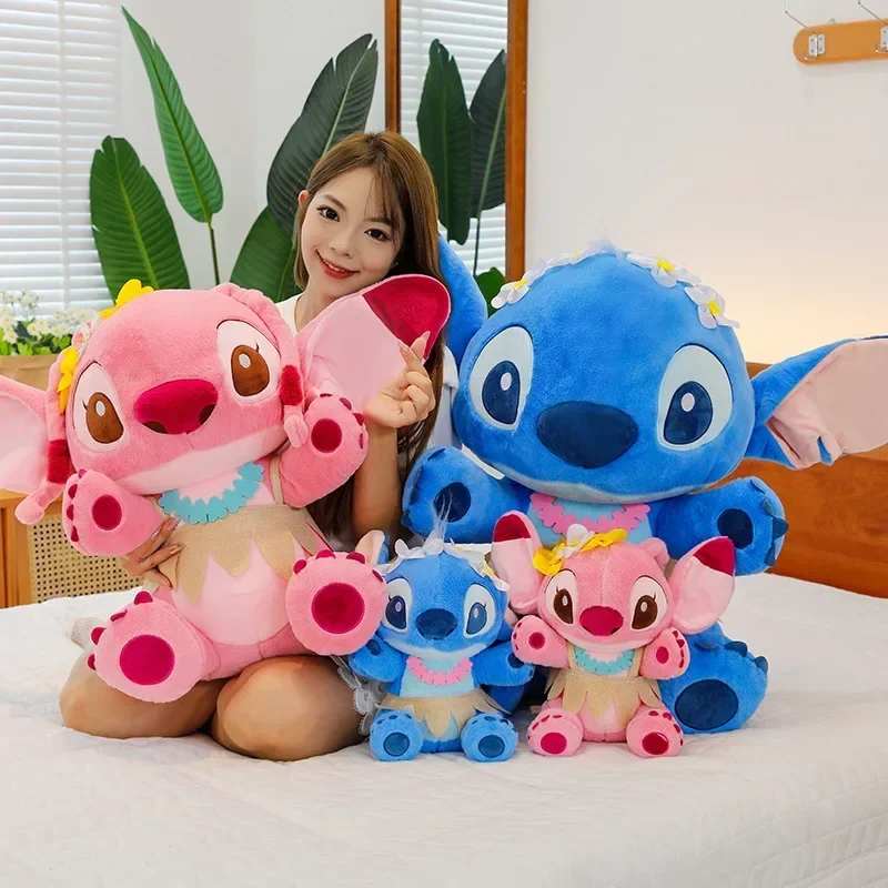 Disney-peluches de Lilo y Stitch para niños, juguetes de peluche de Anime, Kawaii, Ángel, verano, Hula, almohada, regalo de Navidad, 30/70cm