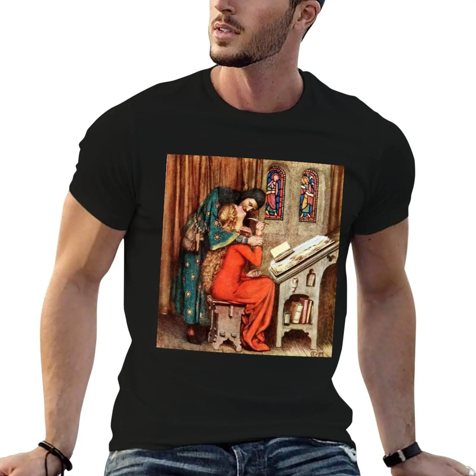 Heloise and Abelard - Eleanor Fortescue Brickdale T-Shirt plain Clothing mens graphic t-shirts