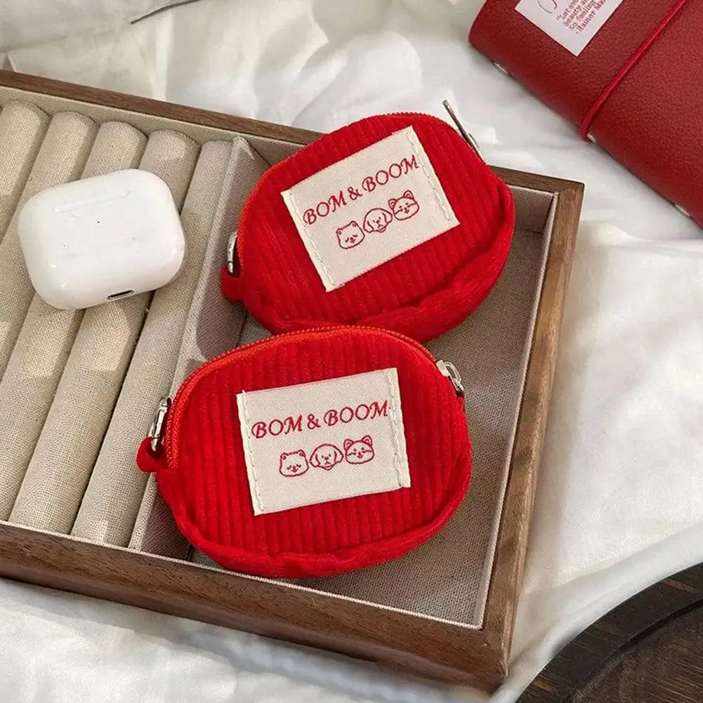Corduroy Mini Coin Purse Small Wallet for Women Portable Cosmetic Storage Bag Ladies Lipstick Holder Card Coins Case Pouch