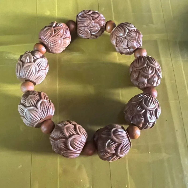 Wholesale Peach Wood Lotus Bracelet for Men and Women Long Term Supply