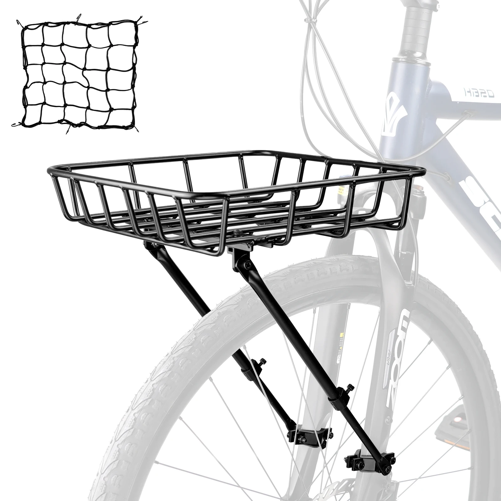ZUKKAフロントフォーク自転車カーゴラックメタルバイクバスケットデュアルマウントデザイン荷物キャリア(マウンテンシティバイク用)