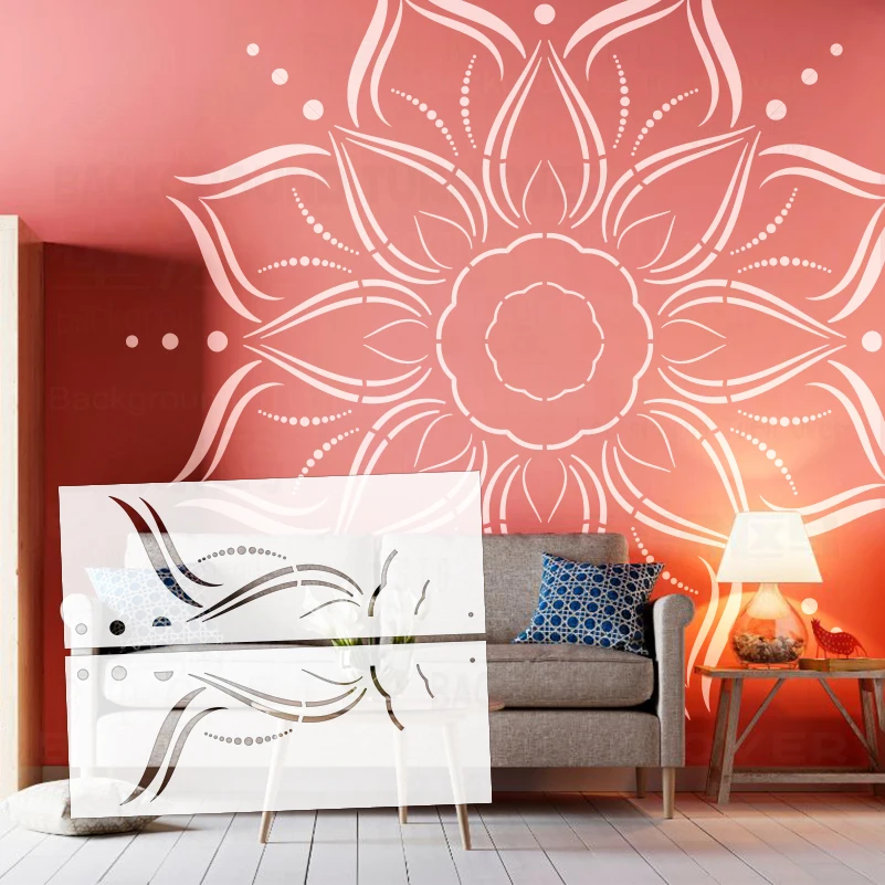 160cm - 240cm Stencil Wall For Painting Plaster Template Furniture Makers Decorative To Mandala Huge Giant Flower Round S533