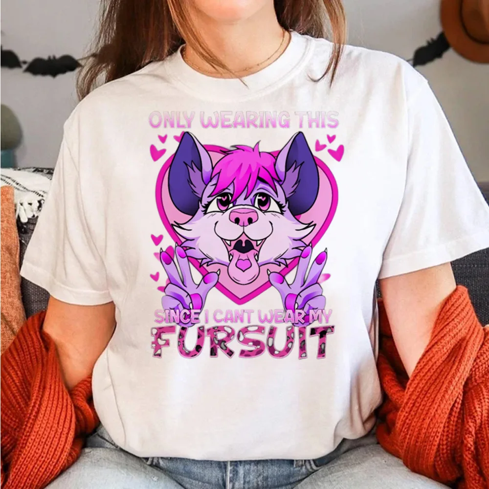 Furry tshirt women graphic Tee girl designer 2000s y2k clothing