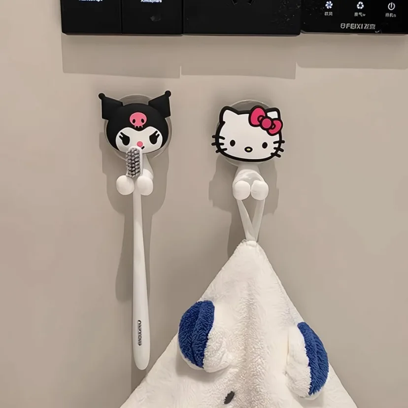 Sanrio Hello Kitty Kuromi Sikat Gigi Elektrik Tempat Sikat Gigi Rak Dinding Tipe Suction Cup Produk Kamar Mandi Kartun