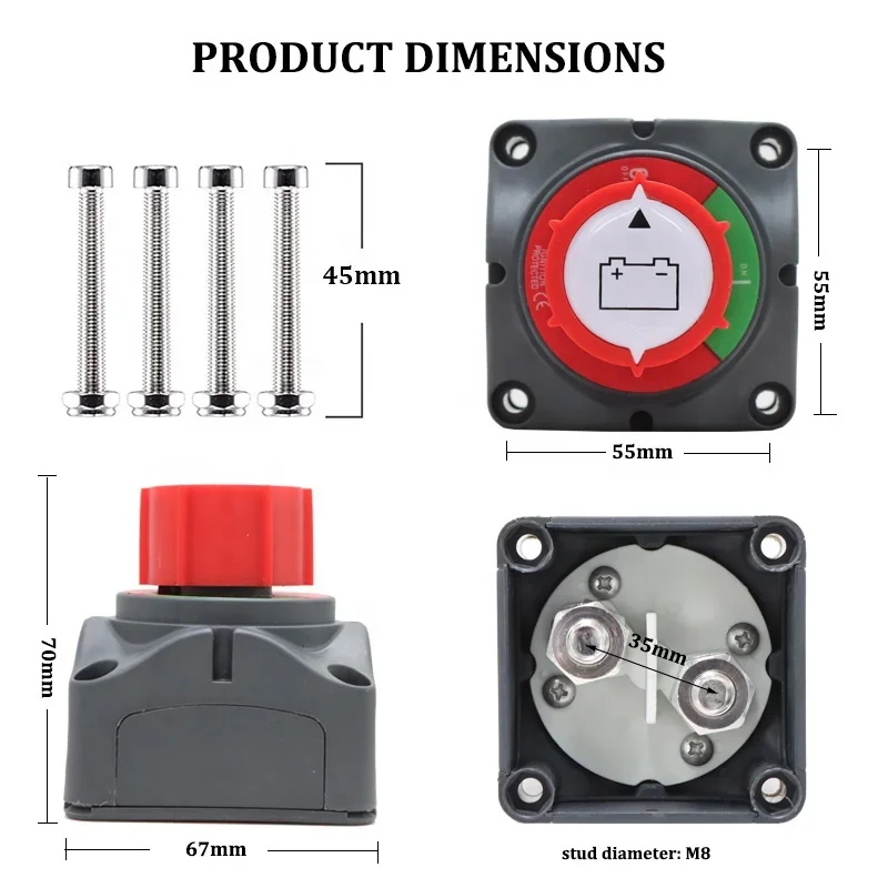 Heavy Duty Dpdt 12V 24V 48V Dual Car Vehicle RV Marine Boat Battery Isolator Master Kill Switch Disconnect Power Cut Off Kit