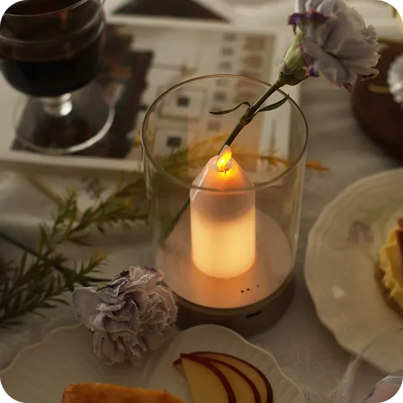 Rechargeable Night Light Simulated Candle Lamp Induction Adjustable Brightness Portable Atmosphere Light
