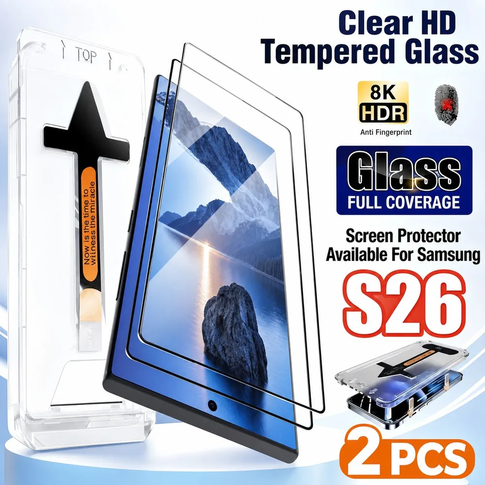 2PCS Tempered Glass For Samsung Galaxy S26 Ultra S26+ S26 S26 FE Screen Protector For Samsung Galaxy S25 Ultra S25+ S25 S25 Edge