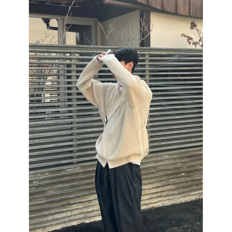 سترة محبوكة بغطاء للرأس للرجال، ملابس خارجية جديدة للخريف والشتاء بسحاب، سترة راقية، بلوزة للزوجين متعددة الاستخدامات