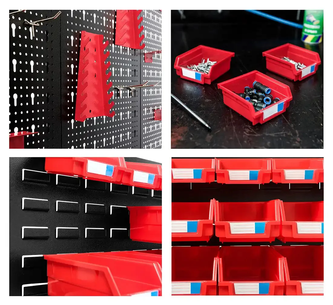 2025Easy Install 0.8 mm Thick Powder Coated Steel Pegboard Panel Organizer for Kitchen & Bathroom Tool Storage