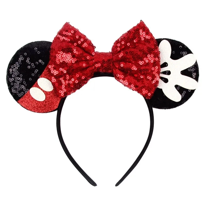 Ziming 9.5 CM Mouse Ears Headband Girls Boys Sequin Bow Hairband Women Christmas Festival Party Cosplay Hair Accessories