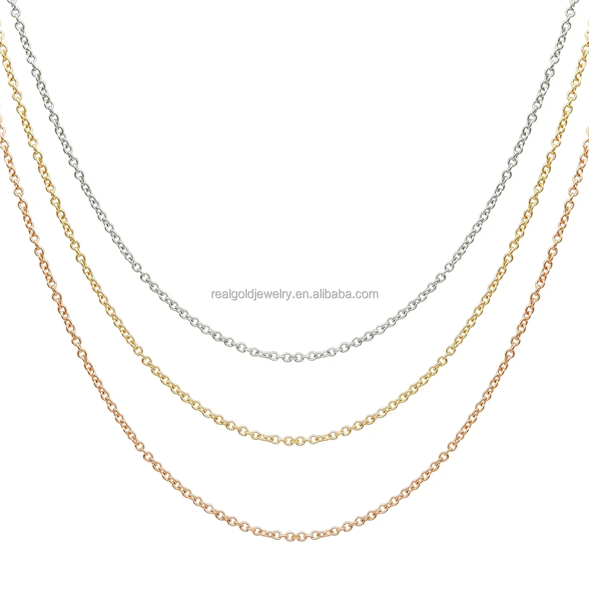 

New Arrivals Solid 14K 18K Real Gold 14K Real Gold Thickness 1.0mm Cable O Chain Necklace Jewelry for Women Gift