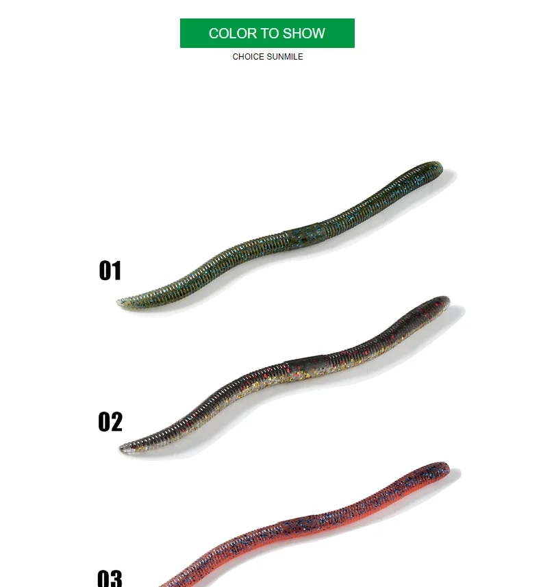 SUNMILE Weiche Angeln Lure10cm12.5cm Senko Wurm Neko Rig Lockt Flick Shake Erde Wurm Künstliche Köder Silikon Shad Köder für Bass – Detail 3