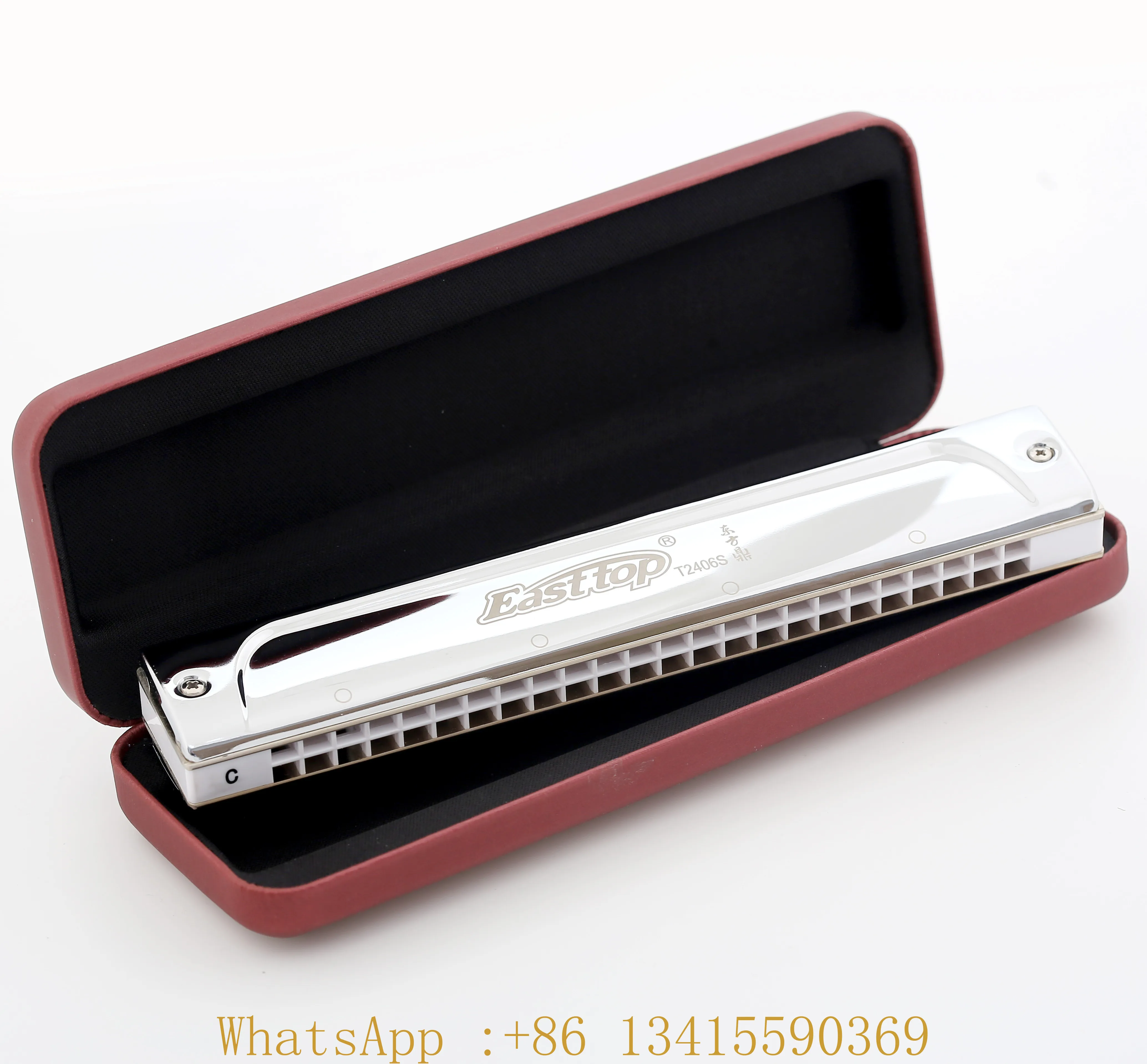 

East Top Tremolo Harmonica Key of C, 24 Holes Professional Tremolo Mouth Organ T2406S Harmonica for Players and Students