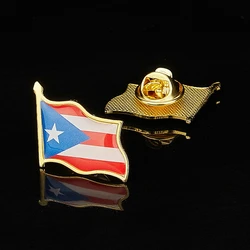 Puerto Rico State Of USA Flag Lapel Pins Gold Plated Badge Friendship American Clothes Brooch