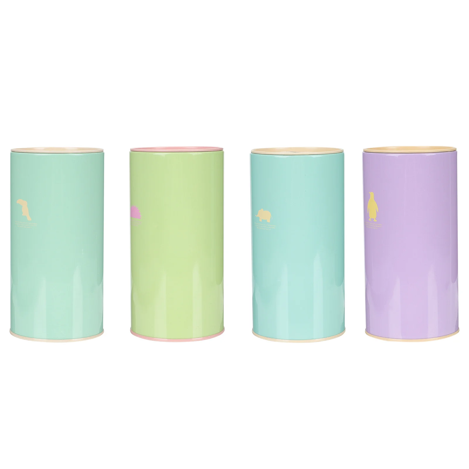 4Pcs Cartoon Tinplate Piggy Banks Coin Container Money Saving Pot Desktop Decoration Pen Holder Coin Bank for Kids