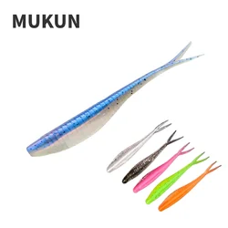 MUKUN 10PCS New Fishing Lure Jerk Shad Bait Split tail Minnow Crankbait 70mm 1.8g Soft Plastic Swimbait for Bass Fishing