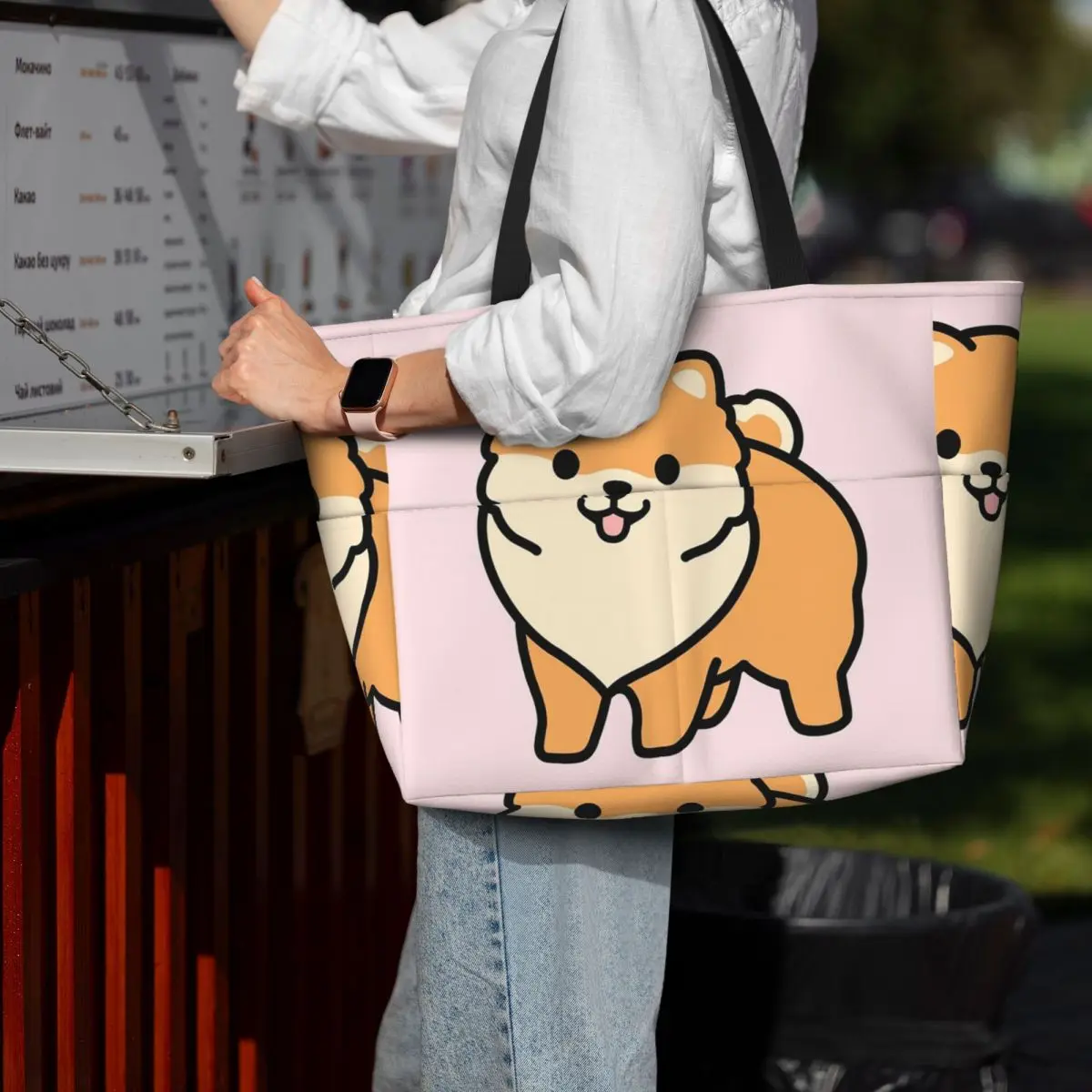 

Pomeranian Beach Tote Bag Sport Gym Yoga Duffle Large Tote Bag Women Travel Bag Fitness bag