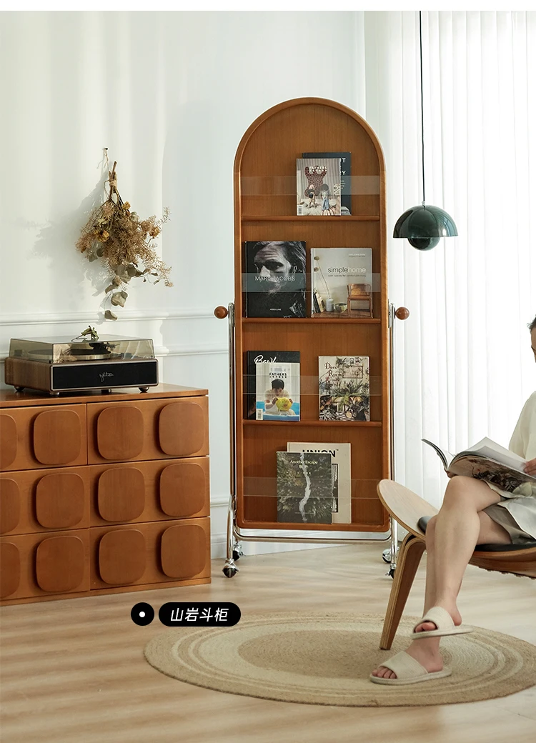 Laaazypark Medieval Gallery Mirror Removable Magazine Rack Mirror  Vintage Bookshelf Storage