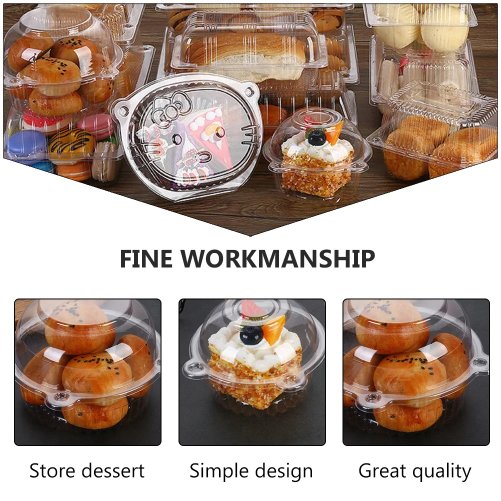 

50Pcs Cake Boxes Durable Transparent Disposable Dessert Storage for Baking Cookies Cake Shops Cookies Dessert Cookie Case