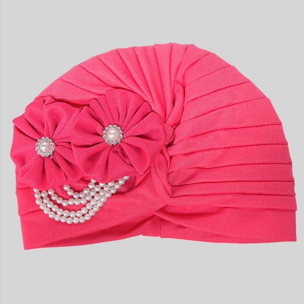 Nouvelle fleur perle perles Turban femmes musulman foulard Hijab Bonnet chimio casquette perte de cheveux tête enveloppement Femme chapeaux Turbante Mujer