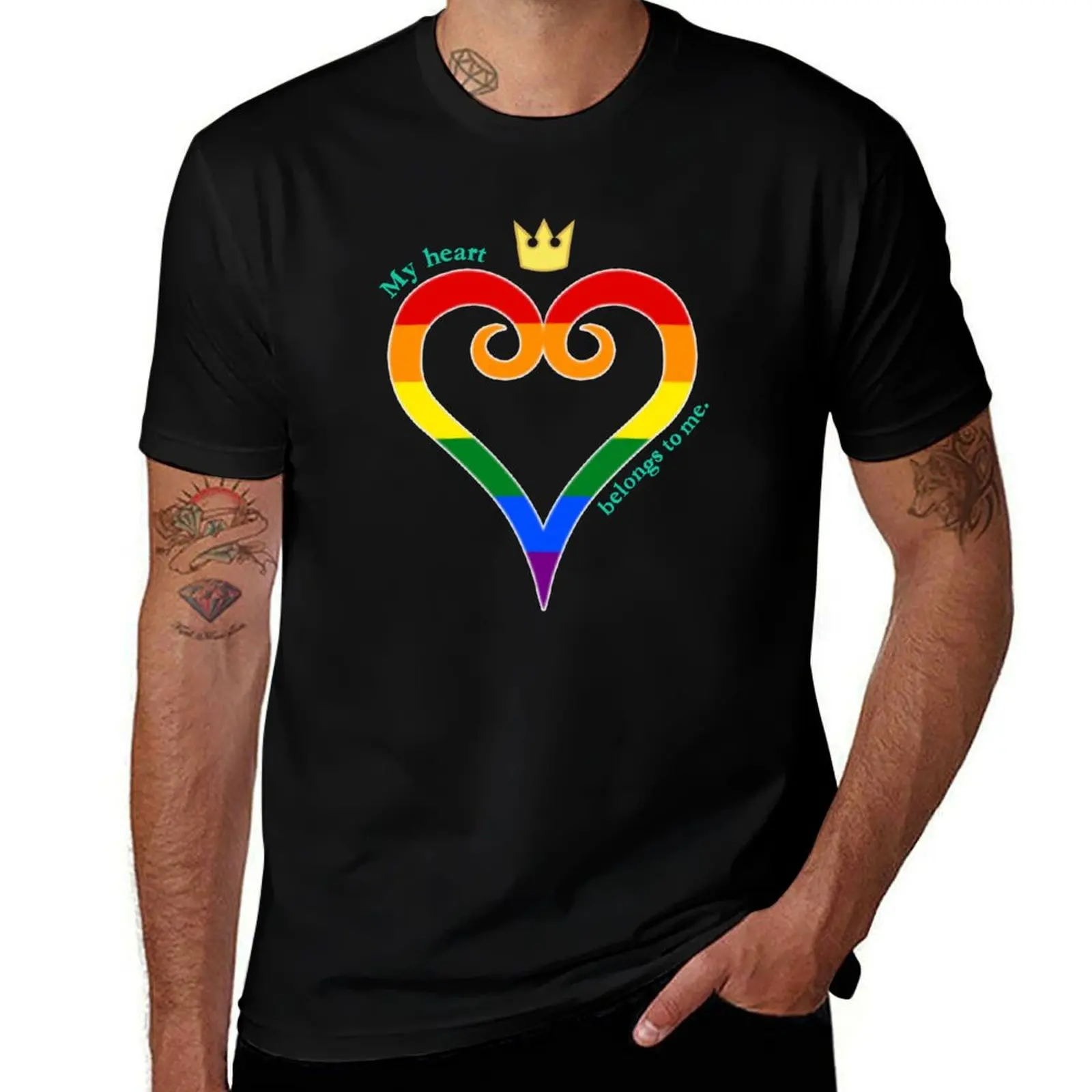 

Gay Pride Heart T-Shirt vintage anime tshirt essential t shirt cotton t shirt men