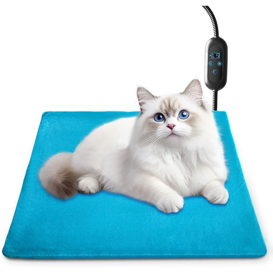 

Pet Heating Pad with 6 Adjustable Temperature Settings for Cats and Small Animals Smart Thermostat-Controlled Heated Mat with C