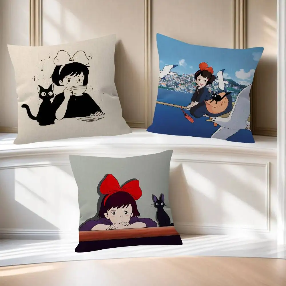 Funda de cojín para coche, funda de almohada para sofá, regalo de Navidad, 40x40cm, 45x45cm, Anime K-Kikis MOVIE D-Delivery Service-S